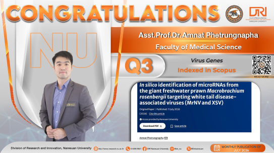 Congratulations to Asst.Prof.Dr.Amnat Phetrungnapha Published in International Journal on SCOPUS