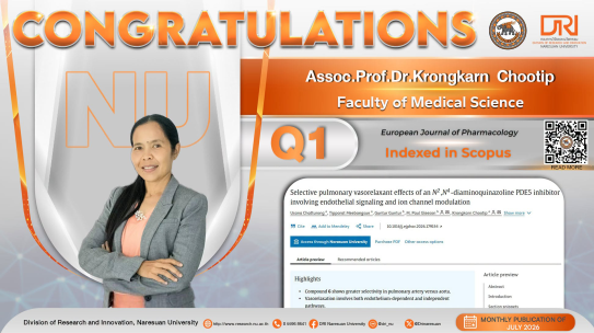 Congratulations to Assoc.Prof.Dr.Krongkarn Chootip Published in International Journal on SCOPUS